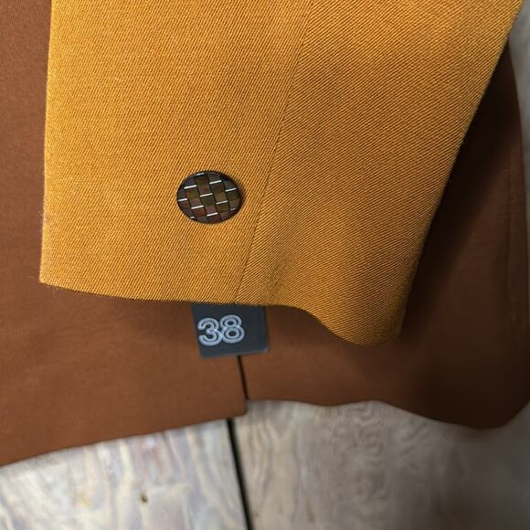 NWT Vintage Umberto Ginocchietti Two-Toned Brown Double Breasted Blazer L/EU 38 - Picture 3 of 7